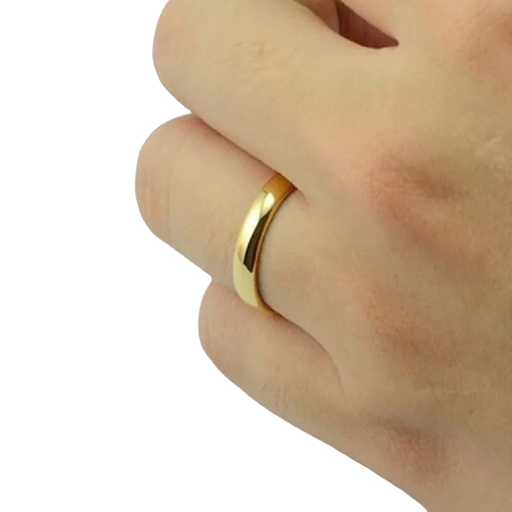ARO DE MATRIMONIO HOMBRE GENIEKA DELGADOS BAÑADO EN ORO 18K ANILLOS NOVIOS BODAS ALIANZAS ANIVERSARIO - 2