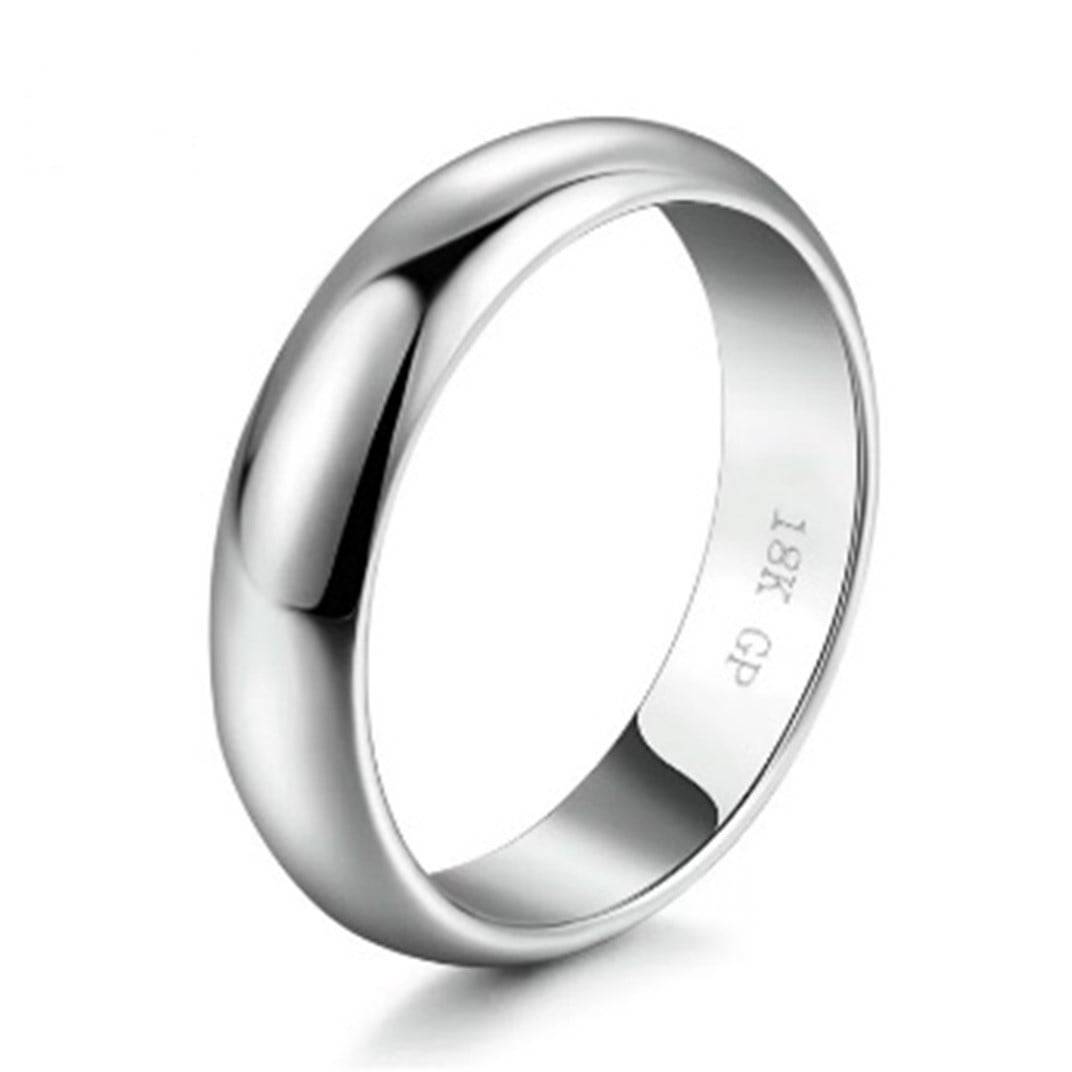 ARO DE MATRIMONIO HOMBRE GENIEKA SOLITARIO LOVE BAÑADO EN ORO BLANCO 18K ANILLOS NOVIOS BODAS ALIANZAS ANIVERSARIO - 1