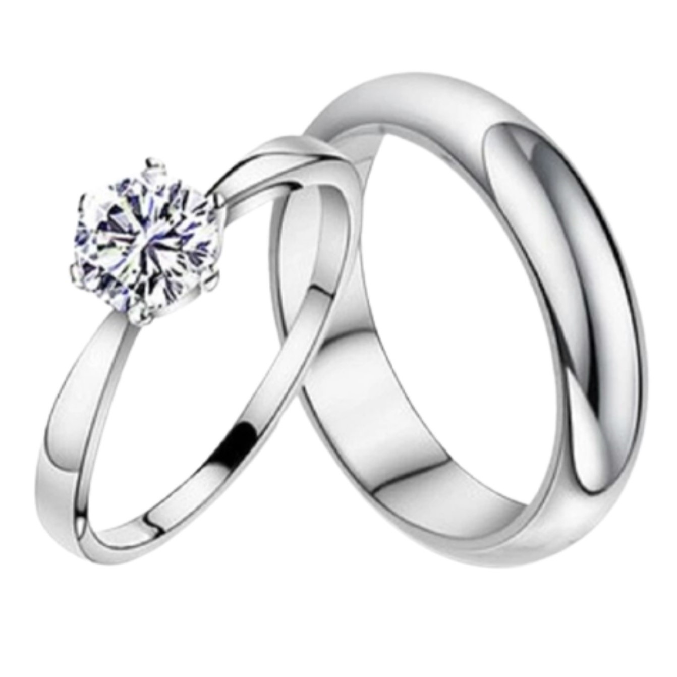 ARO DE MATRIMONIO HOMBRE GENIEKA SOLITARIO LOVE BAÑADO EN ORO BLANCO 18K ANILLOS NOVIOS BODAS ALIANZAS ANIVERSARIO - 2