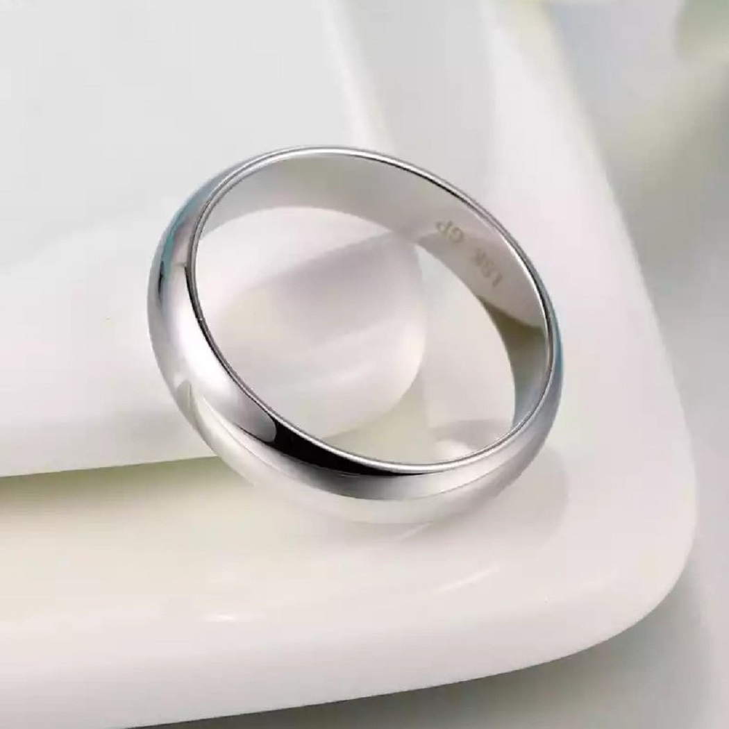 ARO DE MATRIMONIO HOMBRE GENIEKA SOLITARIO LOVE BAÑADO EN ORO BLANCO 18K ANILLOS NOVIOS BODAS ALIANZAS ANIVERSARIO - 3