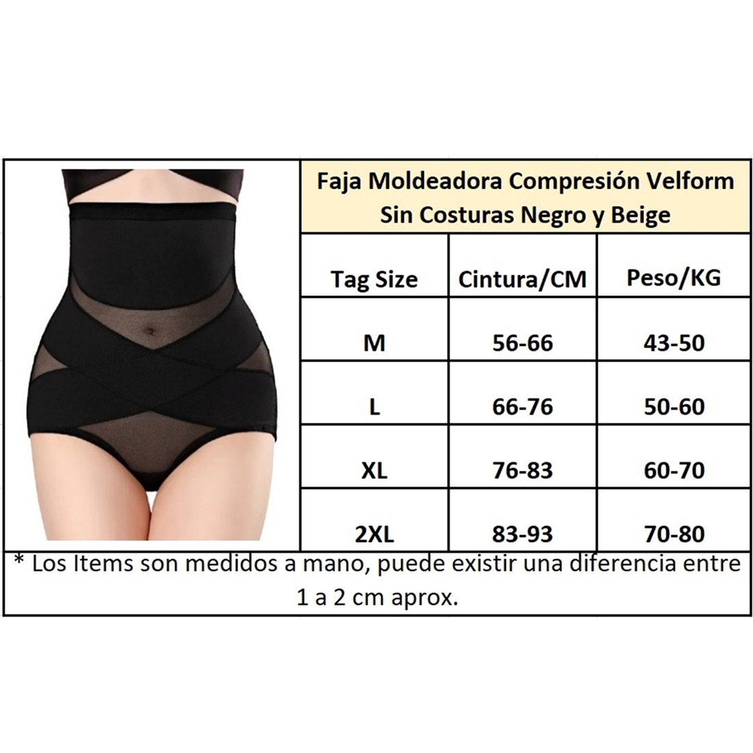 FAJA MUJER GENIEKA NEGRO BELLA FORMA DE CINTURA VELFORM SIN COSTURAS ROPA INTERIOR LEVANTA POMPIS - 6