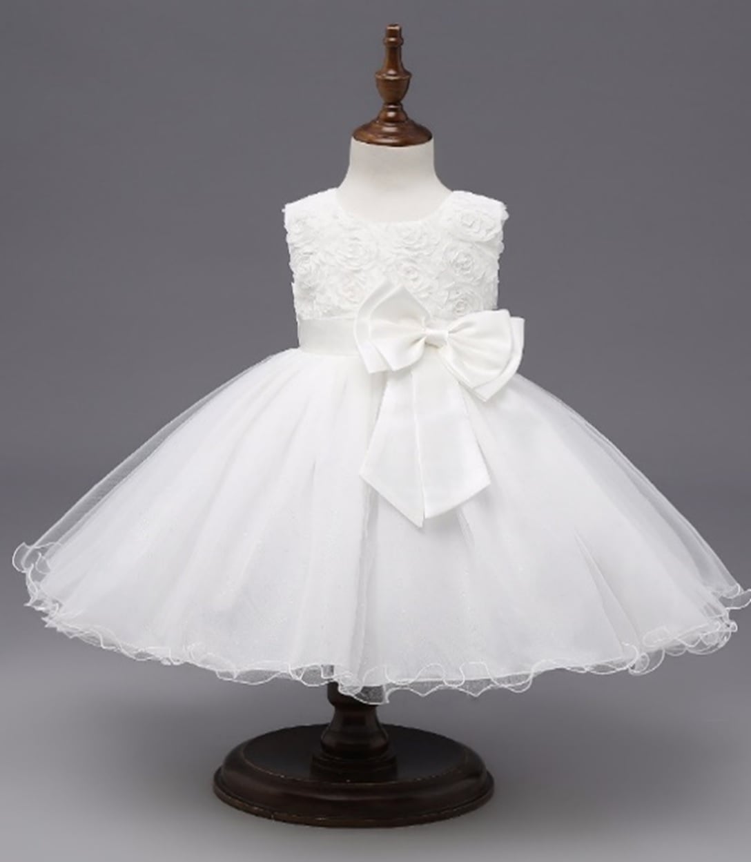 VESTIDO MIDI BEBÉ NIÑA GENIEKA BLANCO LITTLE GIRL WHITE BAUTIZO CUMPLEAÑOS FIESTA - 1