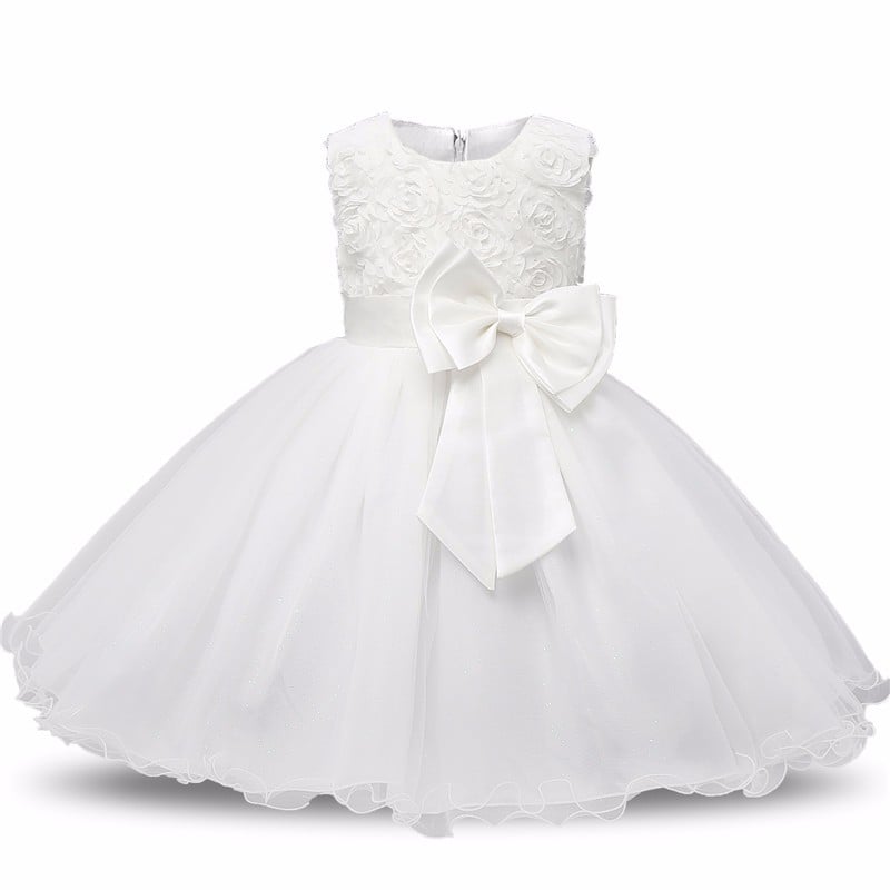 VESTIDO MIDI BEBÉ NIÑA GENIEKA BLANCO LITTLE GIRL WHITE BAUTIZO CUMPLEAÑOS FIESTA - 2