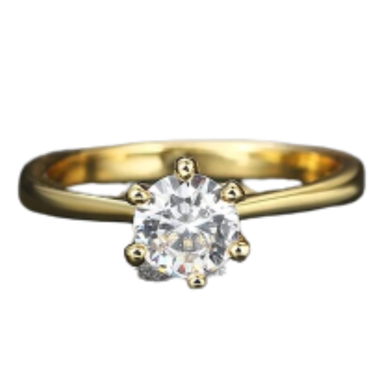 ANILLO DE COMPROMISO GENIEKA MODELO SOLITARIO YELLOW GOLD BAÑADO EN ORO 18K NOVIA ANIVERSARIO SAN VALENTIN - 1
