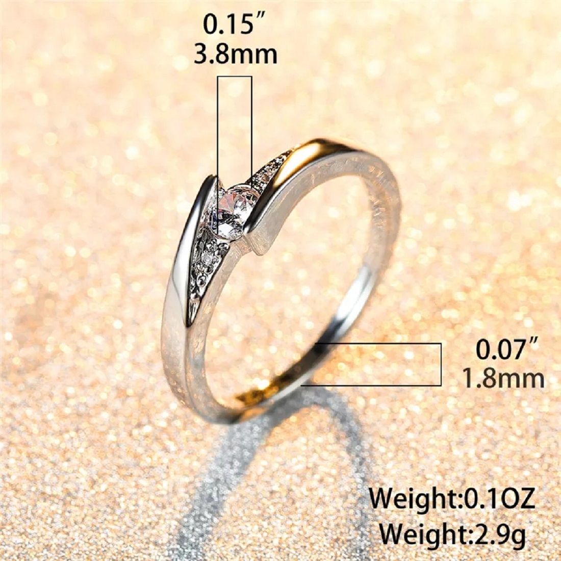 ANILLO DE COMPROMISO GENIEKA MODELO INFINITO BAÑADO EN ORO BLANCO 18K NOVIA ANIVERSARIO SAN VALENTIN - 5