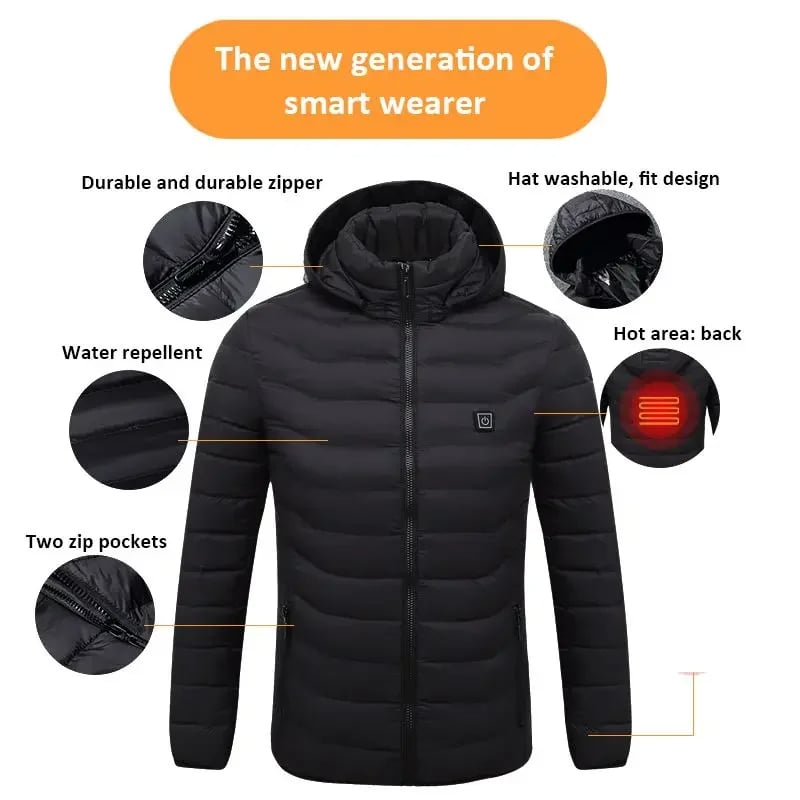 CASACA HOMBRE HEATING TÉRMICA CALEFACTORA IMPERMEABLE INTELIGENTE CAPUCHA INVIERNO GENIEKA - 5