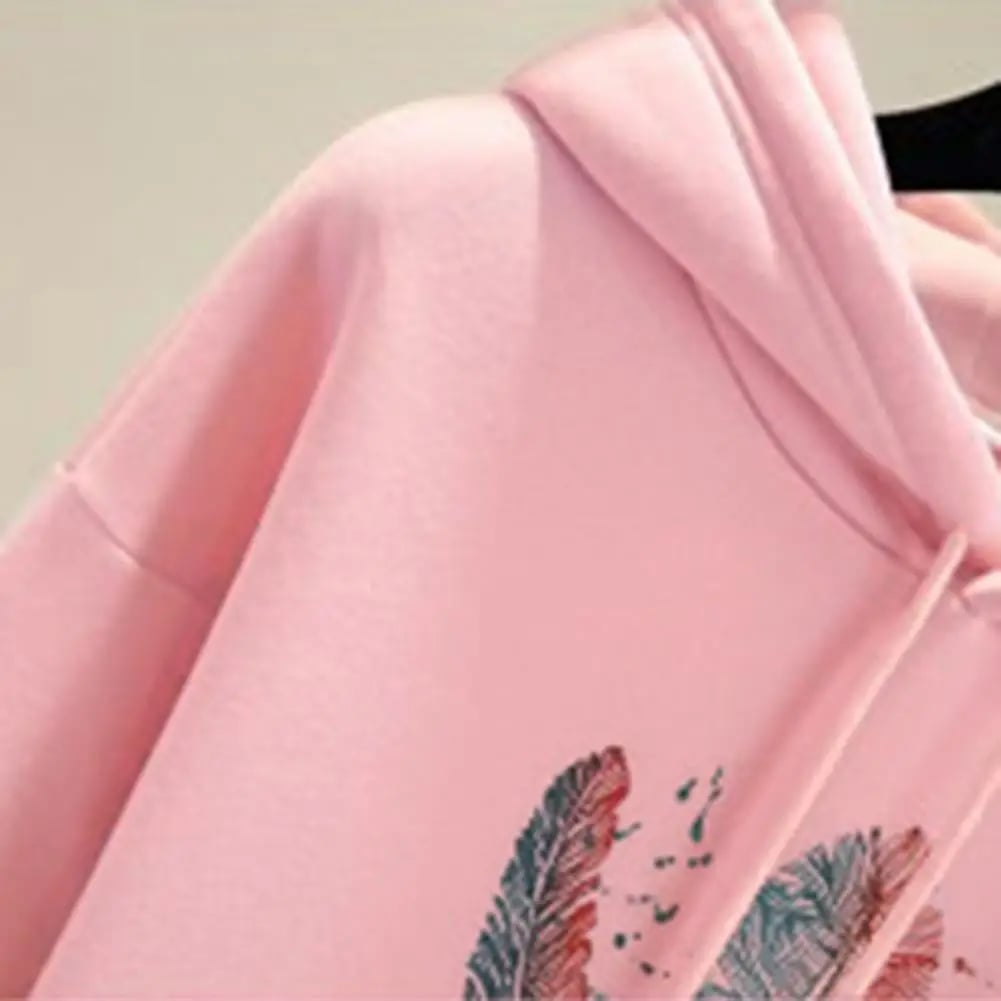 POLERA MUJER ROSADO HOODED SWEATER CON CAPUCHA ESTAMPADO SUDADERA CASACA CHOMPA HOLGADO PONCHO MODA OTOÑO INVIERNO GENIEKA - 4