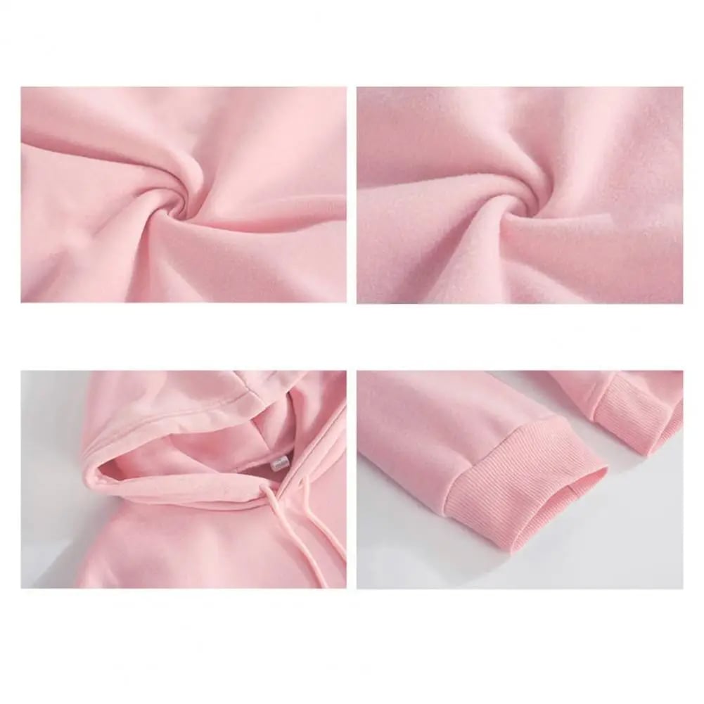POLERA MUJER ROSADO HOODED SWEATER CON CAPUCHA ESTAMPADO SUDADERA CASACA CHOMPA HOLGADO PONCHO MODA OTOÑO INVIERNO GENIEKA - 5