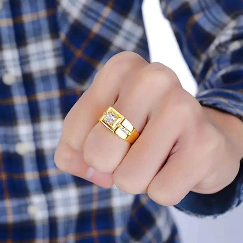 ANILLO ELEGANT GENTLEMAN ZIRCÓN HOMBRE ARO ACCESORIOS JOYA FIESTA NOVIO COMPROMISO MODA REGALO GENIEKA - 2