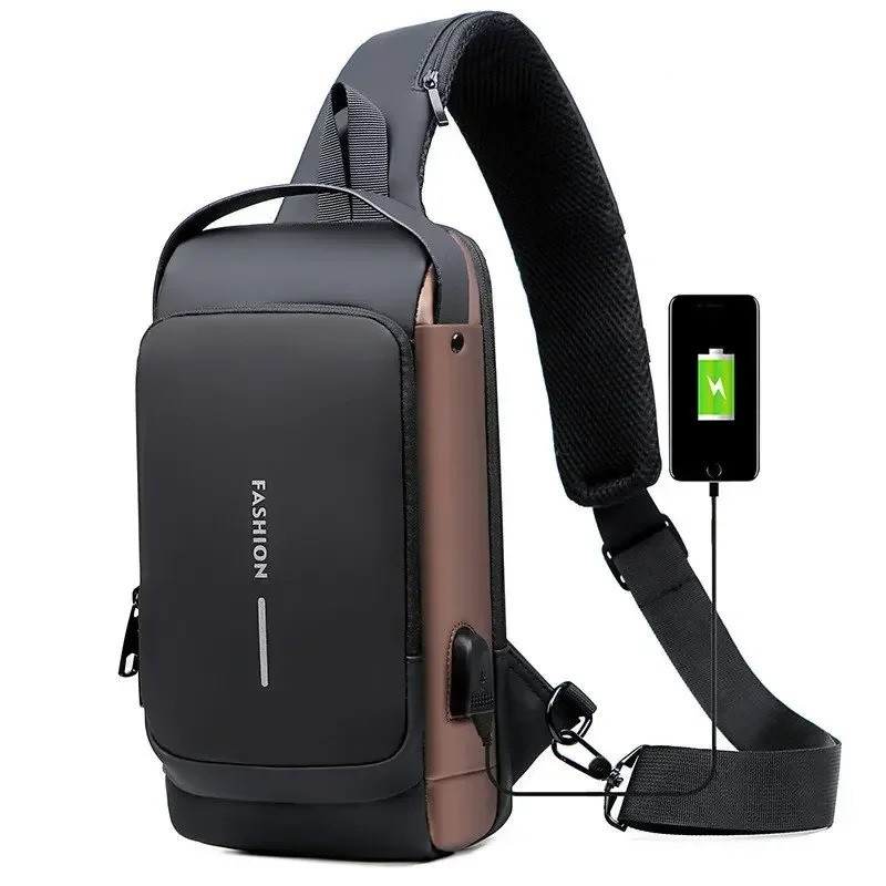 BOLSO ANTI-THEFT BACKPACK MORRAL ANTIRROBO IMPERMEABLE CANDADO CON CLAVE USB MENSAJERO PROTECCIÓN SEGURIDAD GENIEKA - 3