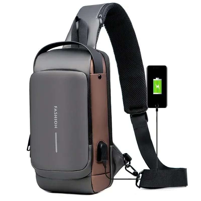 BOLSO ANTI-THEFT BACKPACK MORRAL ANTIRROBO IMPERMEABLE CANDADO CON CLAVE USB MENSAJERO PROTECCIÓN SEGURIDAD GENIEKA - 5
