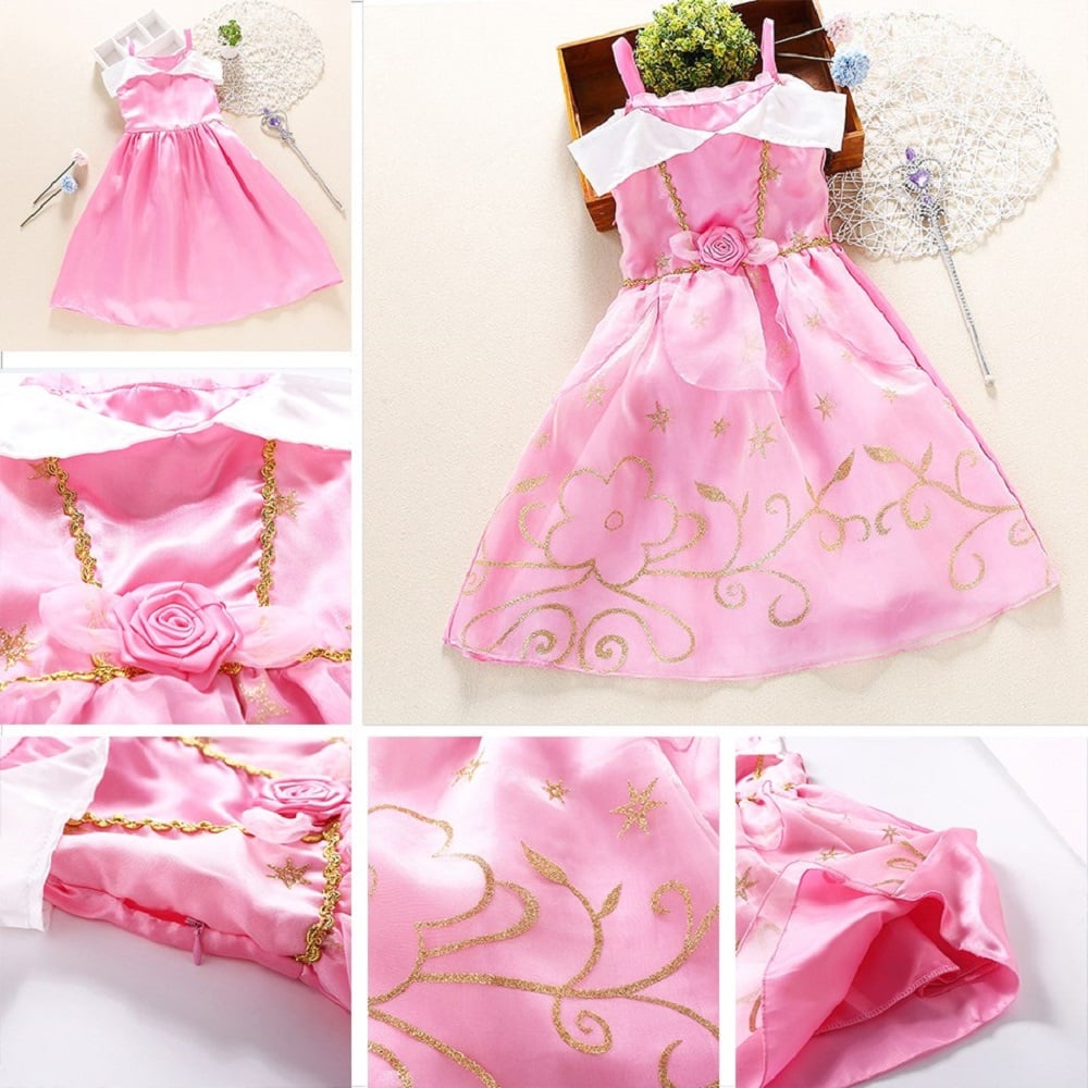 DISFRAZ NIÑA GENIEKA ROSADO VESTIDO PRINCESA BELLA DURMIENTE BEBÉ HALLOWEEN REGALO CUMPLEAÑOS NAVIDAD - 5