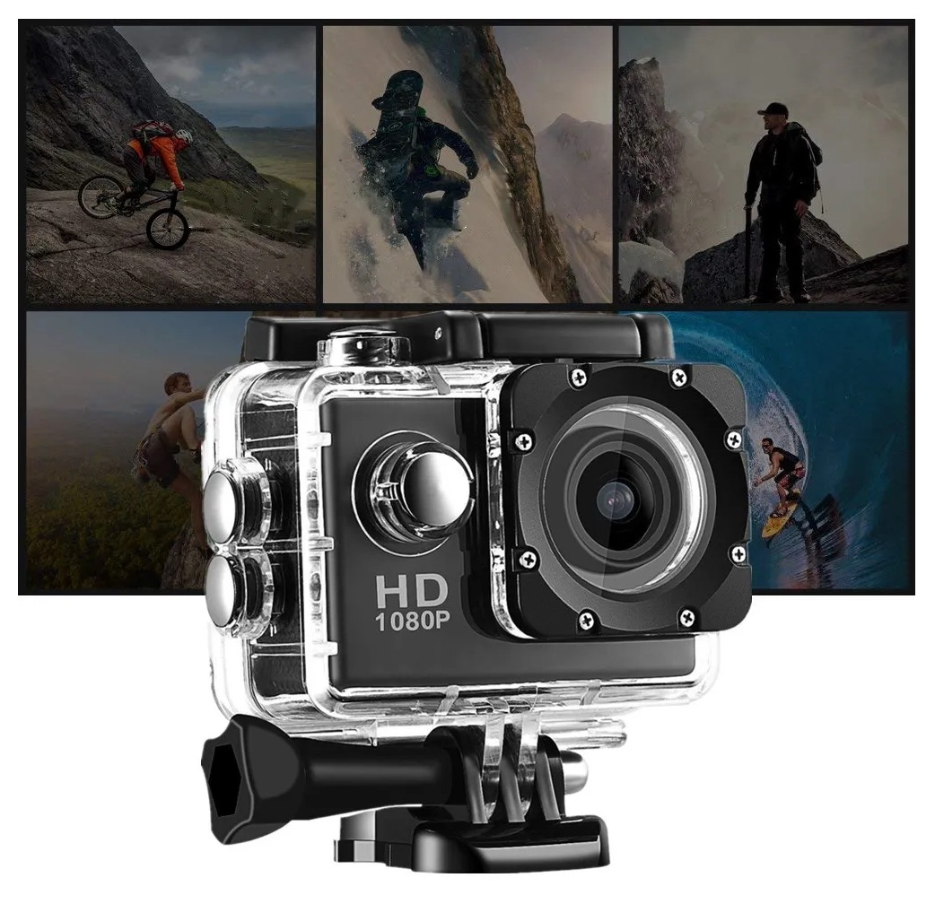 CÁMARA DEPORTIVA ACUÁTICA 1080P FULL HD + CARCASA IMPERMEABLE HASTA 30M + ACCESORIOS DEPORTES GENIEKA - 3