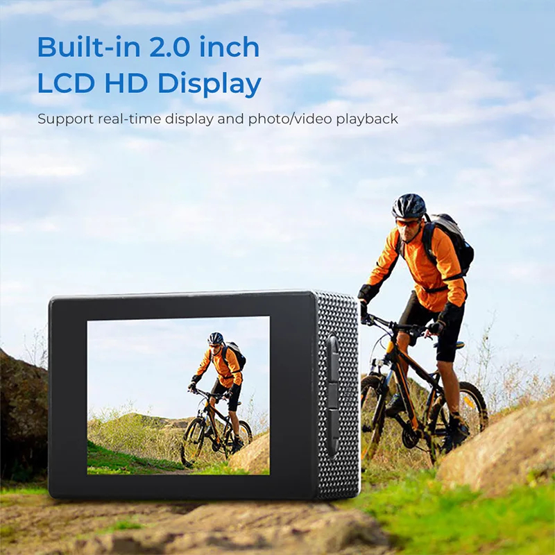 CÁMARA OUTDOOR ACUÁTICA 1080P FULL HD + CARCASA WATERPROOF HASTA 30M + ACCESORIOS DEPORTES GENIEKA - 4