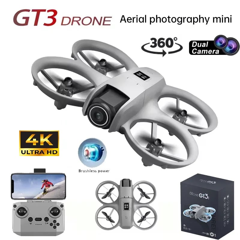 DRON GT3 DOBLE CÁMARA 4K LUCES LED + + LENTES DE REALIDAD VIRTUAL  VR + CONTROL REMOTO DRONE DUAL CAMERA 4K FOTO GENIEKA - 1