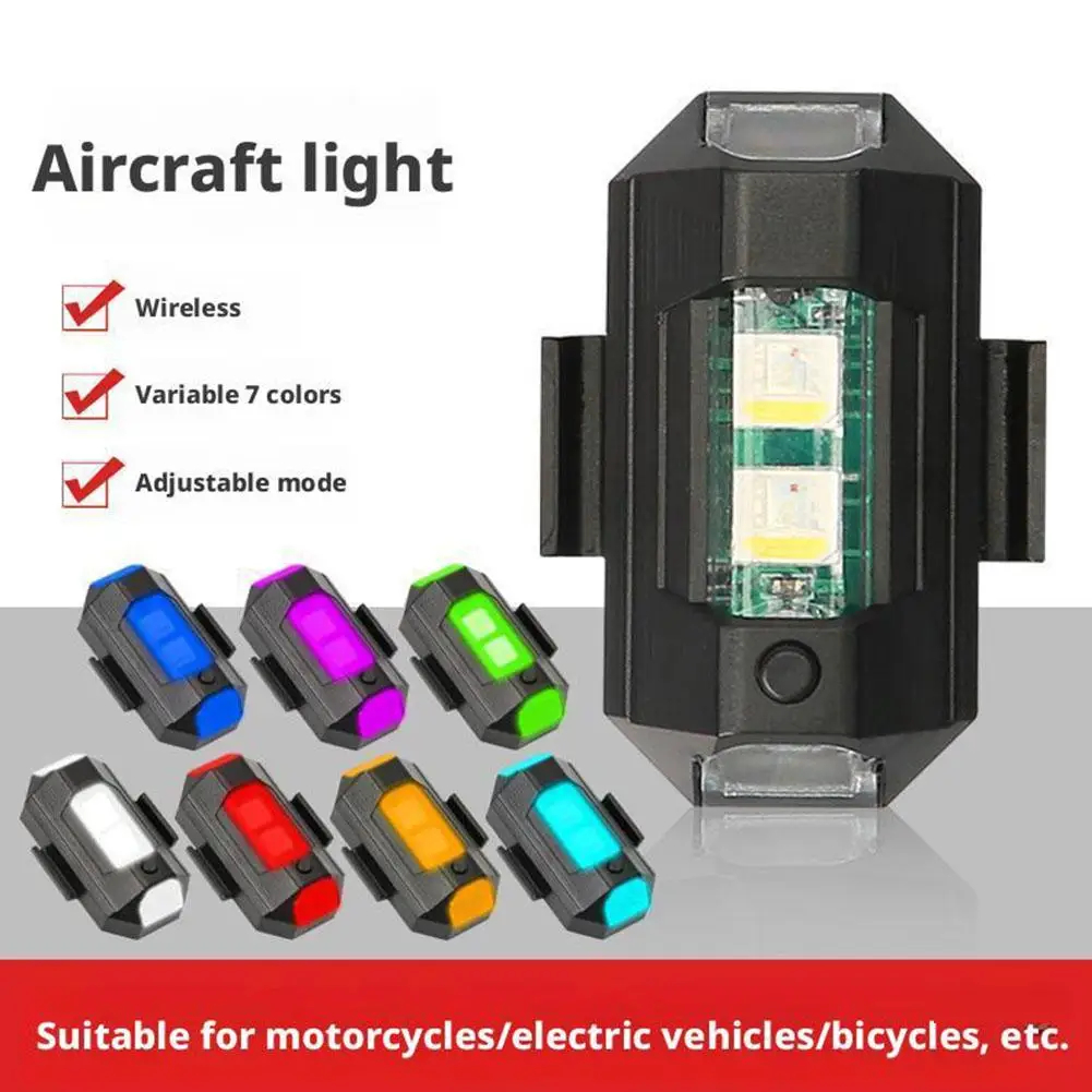PACK 2 UND. MINI LUZ LED ESTROBOSCÓPICA ANTICOLISIÓN USB PARA DRONES MOTOCICLETAS 7 COLORES IMPERMEABLE ALTA VISIBILIDAD GENIEKA - 7