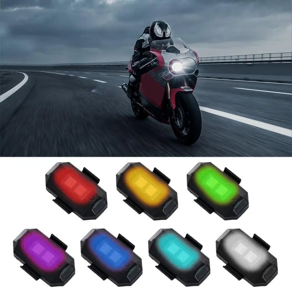 SET 2 UND. MINI LUZ LED ESTROBOSCÓPICA ANTICOLISIÓN ALTA VISIBILIDAD USB PARA DRONES MOTOCICLETAS 7 COLORES IMPERMEABLE GENIEKA - 1
