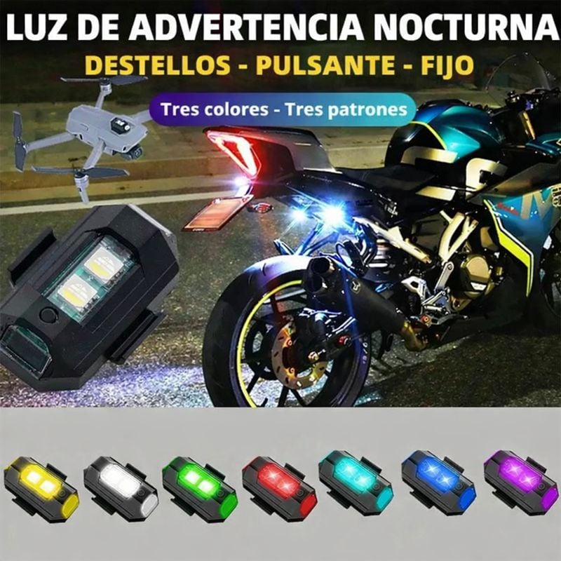 SET 2 UND. MINI LUZ LED ESTROBOSCÓPICA ANTICOLISIÓN ALTA VISIBILIDAD USB PARA DRONES MOTOCICLETAS 7 COLORES IMPERMEABLE GENIEKA - 2