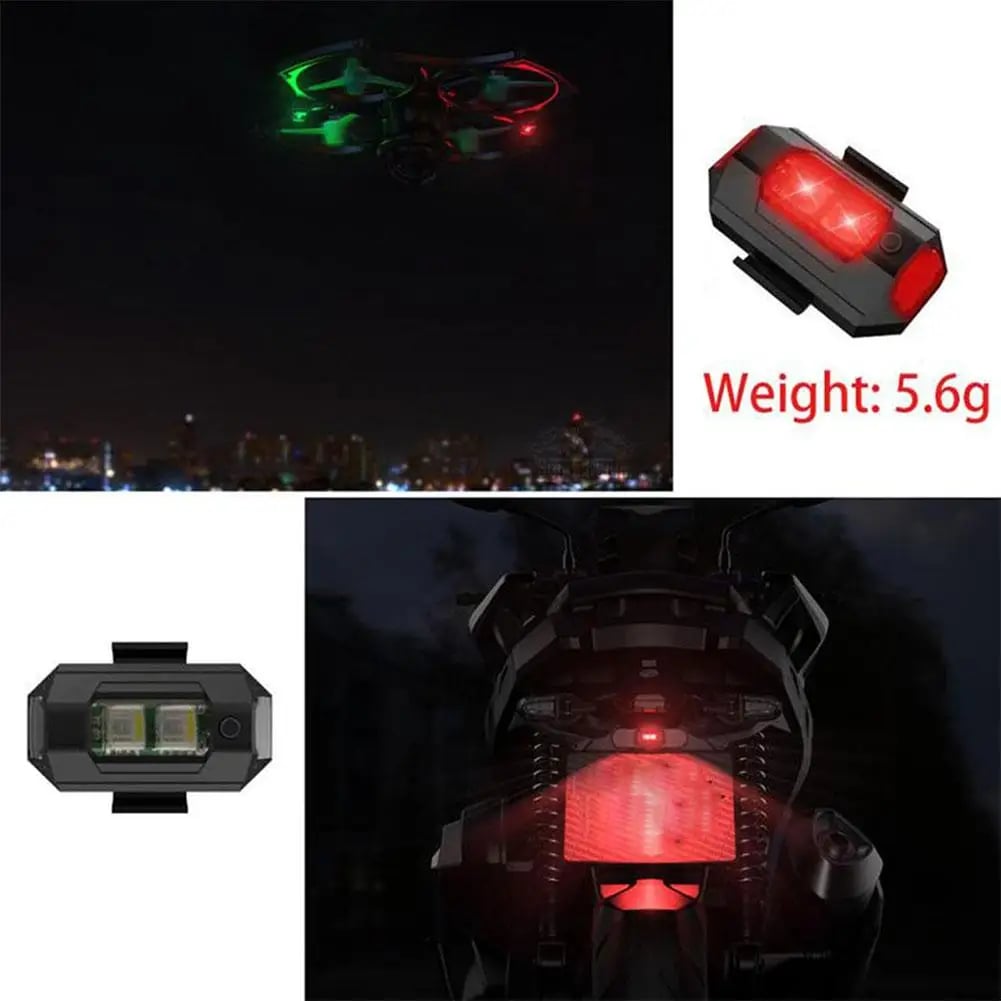 SET 2 UND. MINI LUZ LED ESTROBOSCÓPICA ANTICOLISIÓN ALTA VISIBILIDAD USB PARA DRONES MOTOCICLETAS 7 COLORES IMPERMEABLE GENIEKA - 3