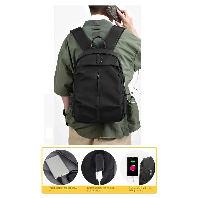 MOCHILA NEGRA NOTEBOOK LAPTOP TRABAJO ESCOLAR VIAJE NEGOCIO MULTIPLES COMPARTIMIENTOS VERANO NAVIDAD GENIEKA - 1