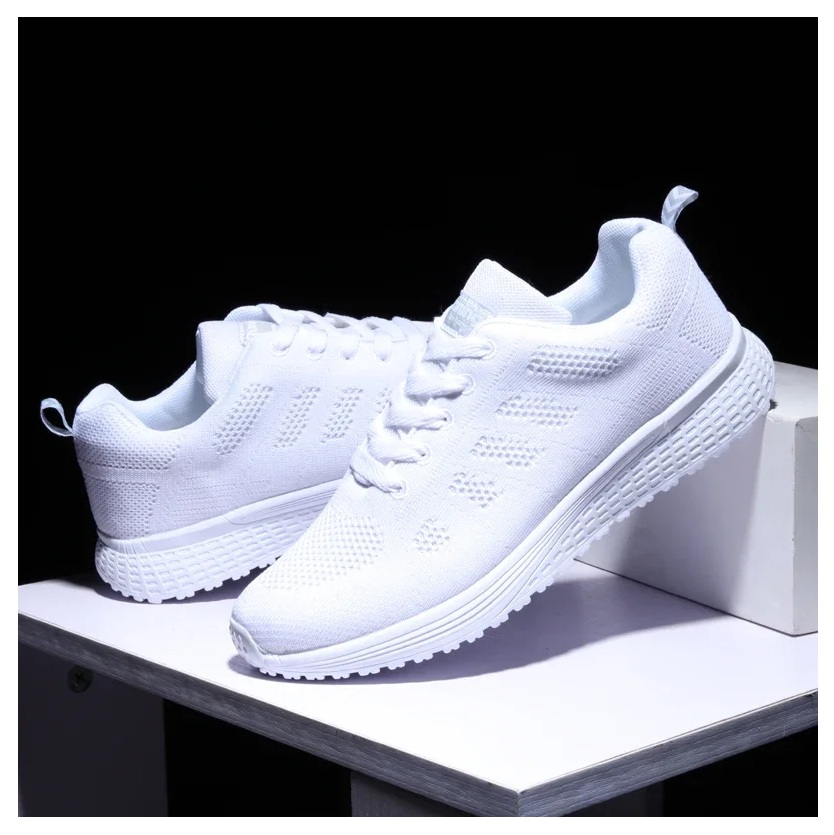 ZAPATILLAS BLANCAS ULTRALIGERAS COLEGIO RUNNING CAMINATA GYM ESCOLAR VERANO MESH TRANSPIRABLE CÓMODAS ESCUELA JÓVENES GENIEKA - 1
