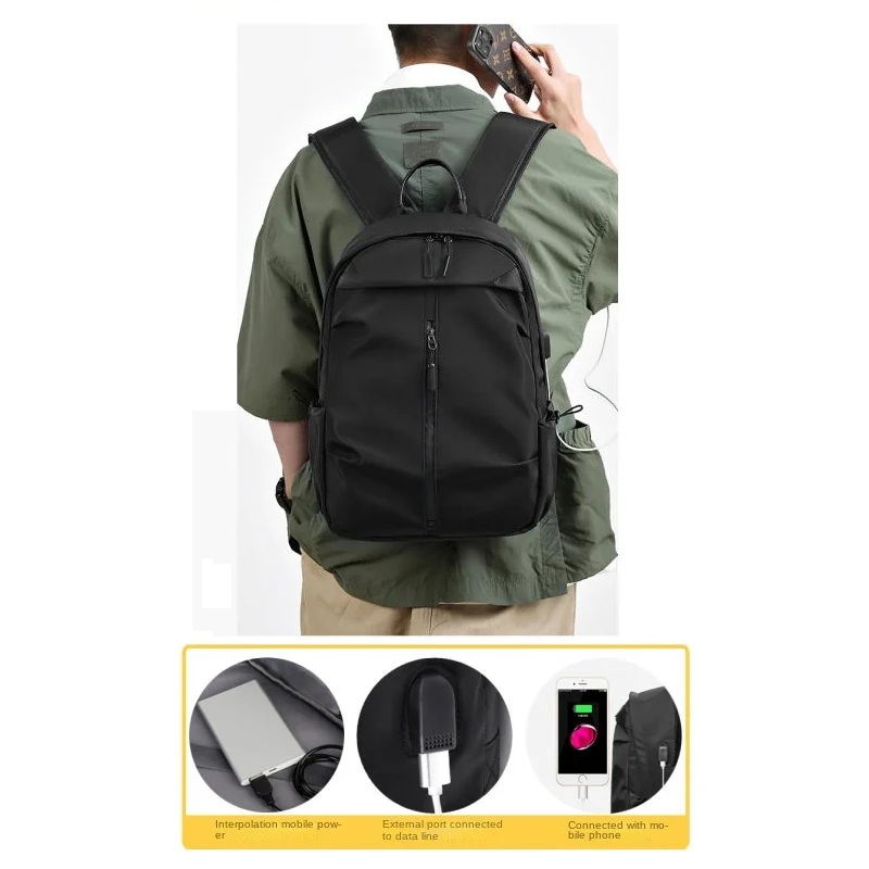 MOCHILA NEGRA NOTEBOOK LAPTOP VIAJE NEGOCIO 15.6' MÚLTIPLES CIERRES COMPARTIMIENTOS IMPERMEABLE TRABAJO OFICINA GYM GENIEKA - 2