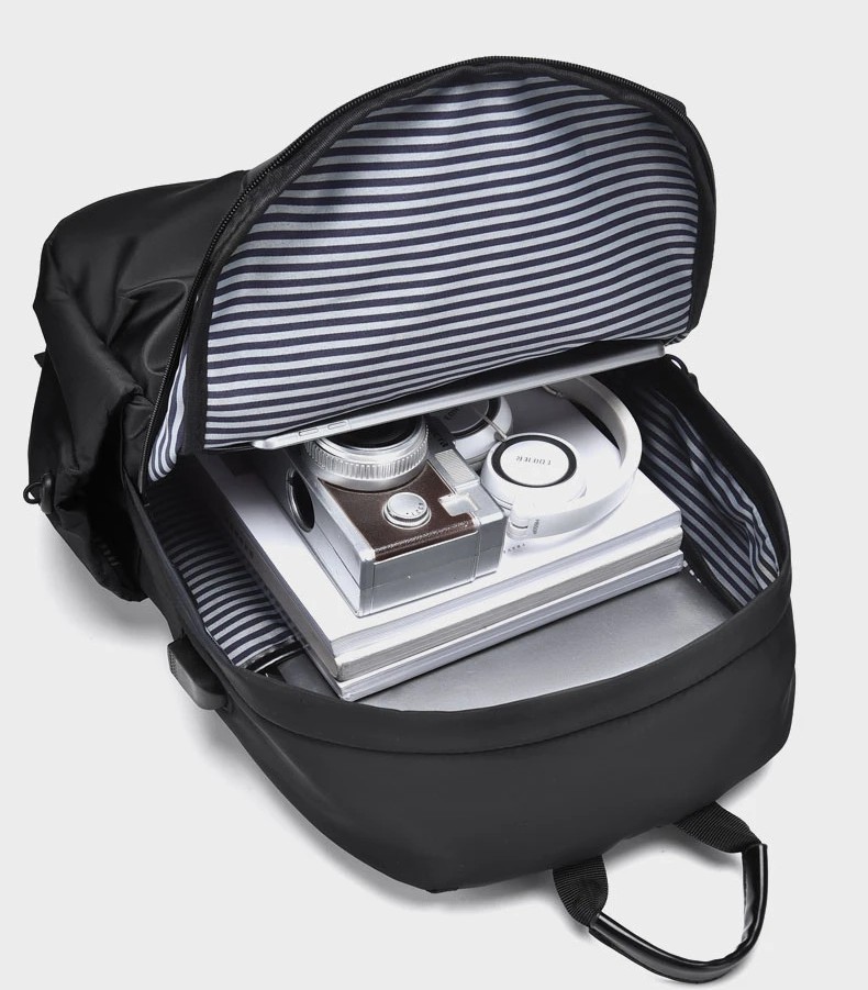 MOCHILA NEGRA NOTEBOOK LAPTOP VIAJE NEGOCIO 15.6' MÚLTIPLES CIERRES COMPARTIMIENTOS IMPERMEABLE TRABAJO OFICINA GYM GENIEKA - 7