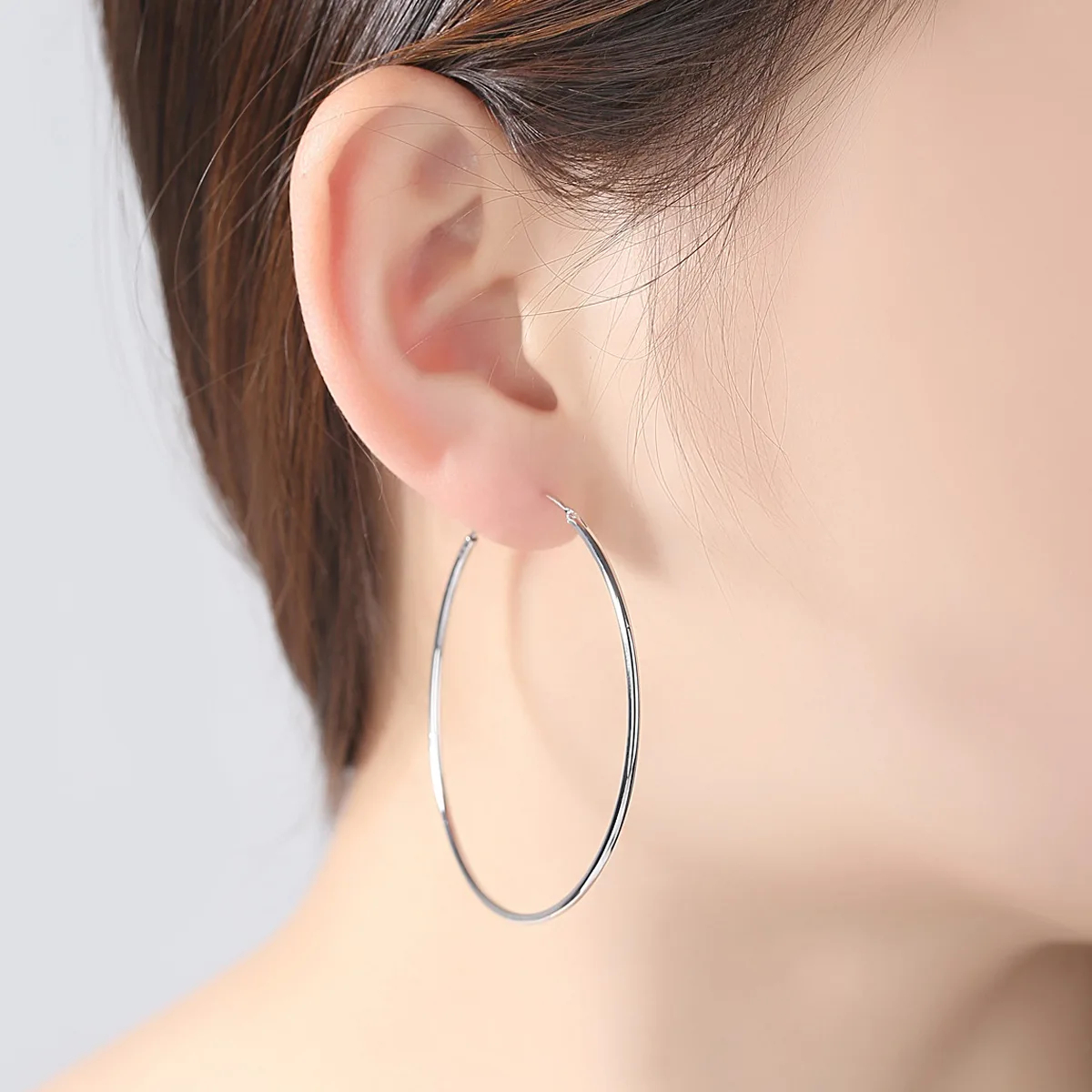 ARGOLLAS BAÑADOS EN PLATA 925 4 CM AROS ARETES MUJER MODA LUJO VERANO NAVIDAD GENIEKA - 4