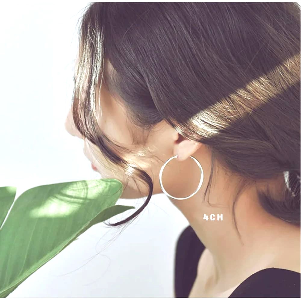 ARGOLLAS BAÑADOS EN PLATA 925 4 CM AROS ARETES MUJER MODA LUJO VERANO NAVIDAD GENIEKA - 5