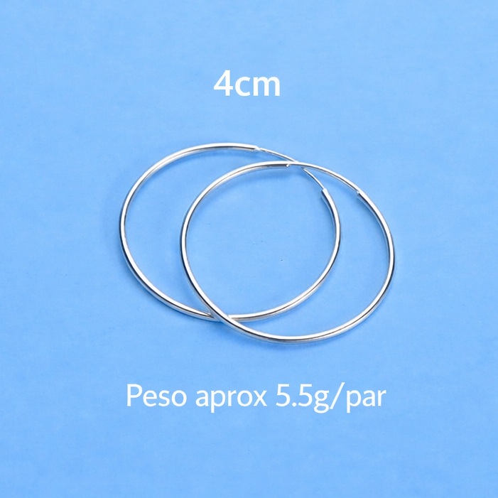 ARGOLLAS BAÑADOS EN PLATA 925 4 CM AROS ARETES MUJER MODA LUJO VERANO NAVIDAD GENIEKA - 6