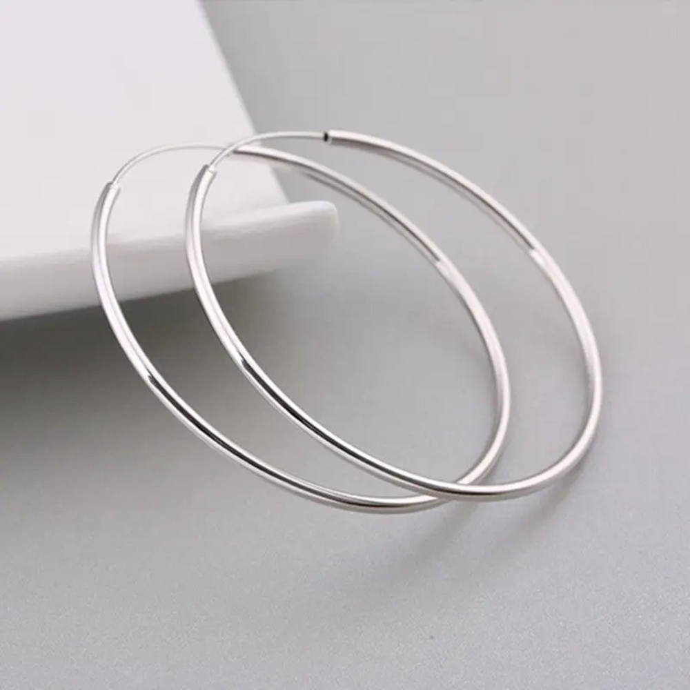 ARGOLLAS BAÑADOS EN PLATA 925 4 CM AROS ARETES MUJER MODA LUJO VERANO NAVIDAD GENIEKA - 8