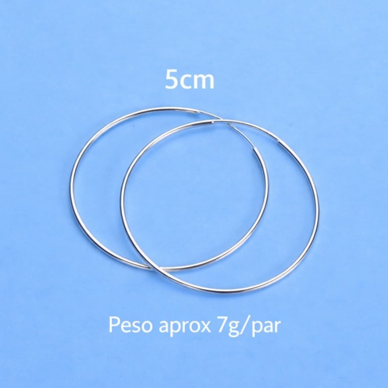 ARETES PLATA 925 MUJER 5 CM AROS ARGOLLAS MODA VERANO ESTILO GENIEKA - 5