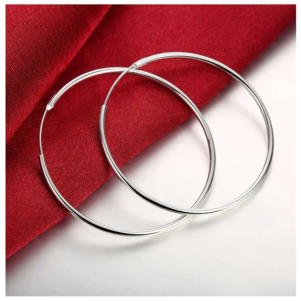 ARETES PLATA 925 MUJER 5 CM AROS ARGOLLAS MODA VERANO ESTILO GENIEKA - 6
