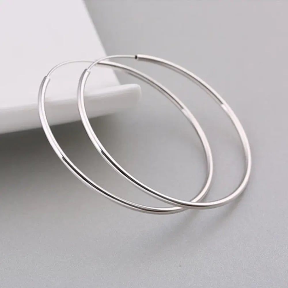 ARETES PLATA 925 MUJER 5 CM AROS ARGOLLAS MODA VERANO ESTILO GENIEKA - 7