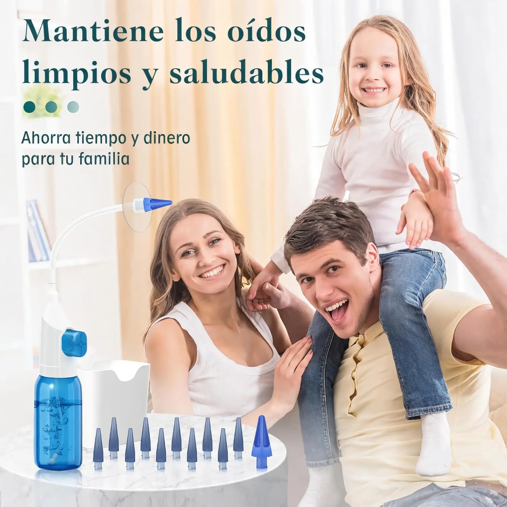 KIT LAVADOR DE OÍDOS +10 PUNTAS DESECHABLES IRRIGADOR LIMPIADOR REMOVEDOR DE CERA COMPLETO GENIEKA - 6