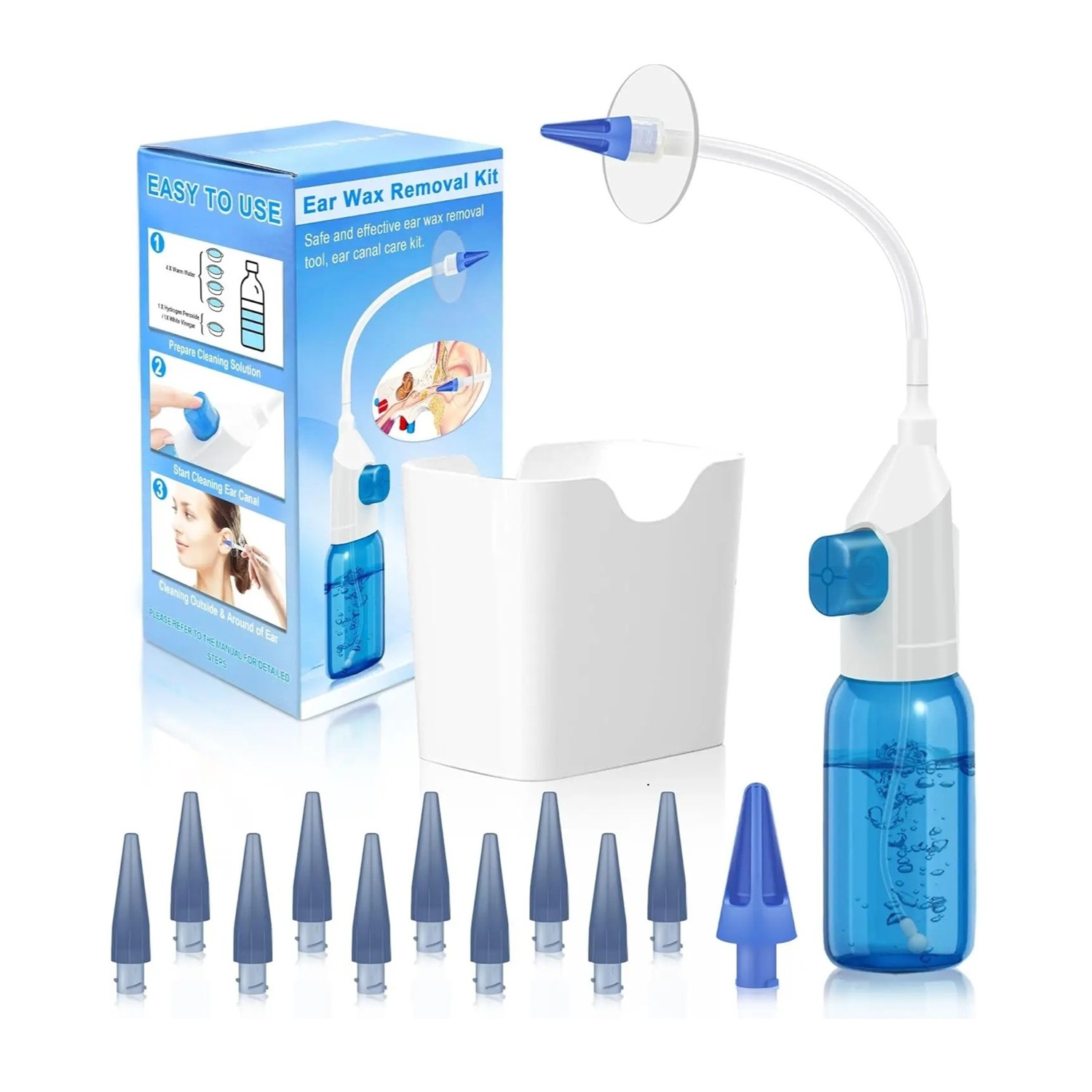 KIT LIMPIEZA DE OÍDOS CON IRRIGACIÓN MANUAL + 10 PUNTAS SUAVES REPUESTO GENIEKA - 2