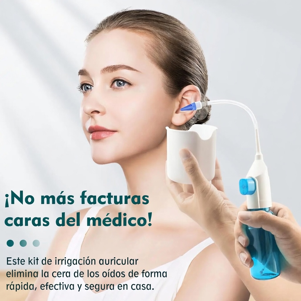 KIT LIMPIEZA DE OÍDOS CON IRRIGACIÓN MANUAL + 10 PUNTAS SUAVES REPUESTO GENIEKA - 3