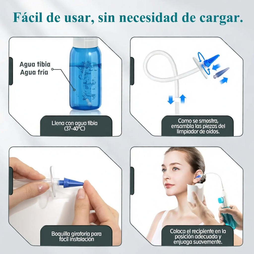 KIT LIMPIEZA DE OÍDOS CON IRRIGACIÓN MANUAL + 10 PUNTAS SUAVES REPUESTO GENIEKA - 4