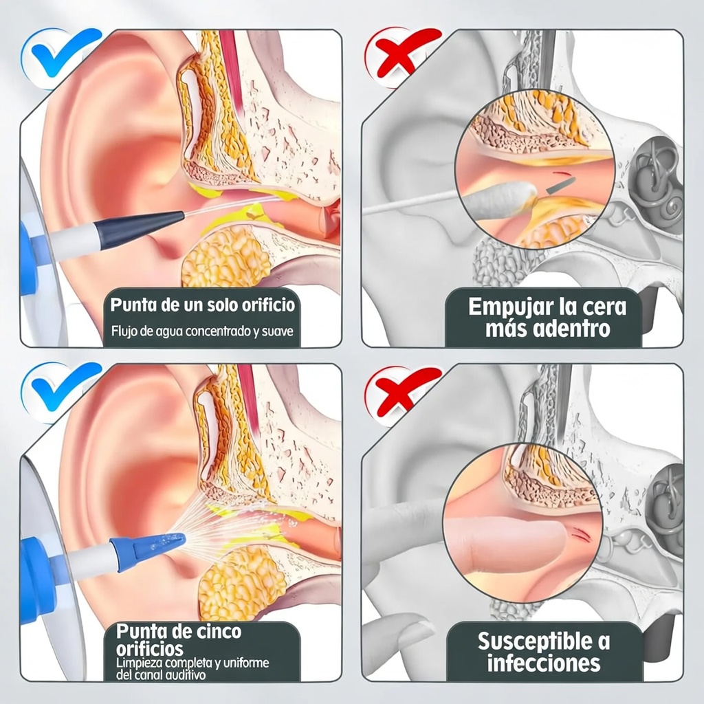 KIT LIMPIEZA DE OÍDOS CON IRRIGACIÓN MANUAL + 10 PUNTAS SUAVES REPUESTO GENIEKA - 6
