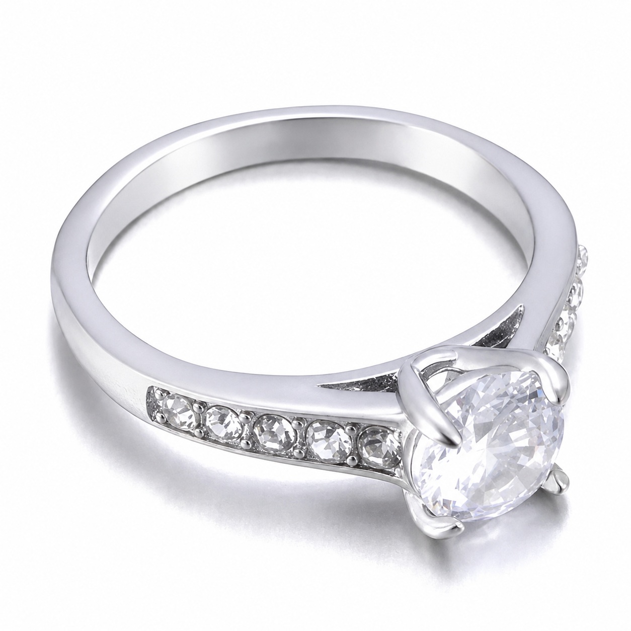 ANILLO DE COMPROMISO ROYAL SILVER ARO ELEGANTE ZIRCONIA BRILLANTE MUJER REGALO GENIEKA - 3