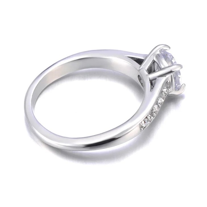 ANILLO DE COMPROMISO ROYAL SILVER ARO ELEGANTE ZIRCONIA BRILLANTE MUJER REGALO GENIEKA - 5