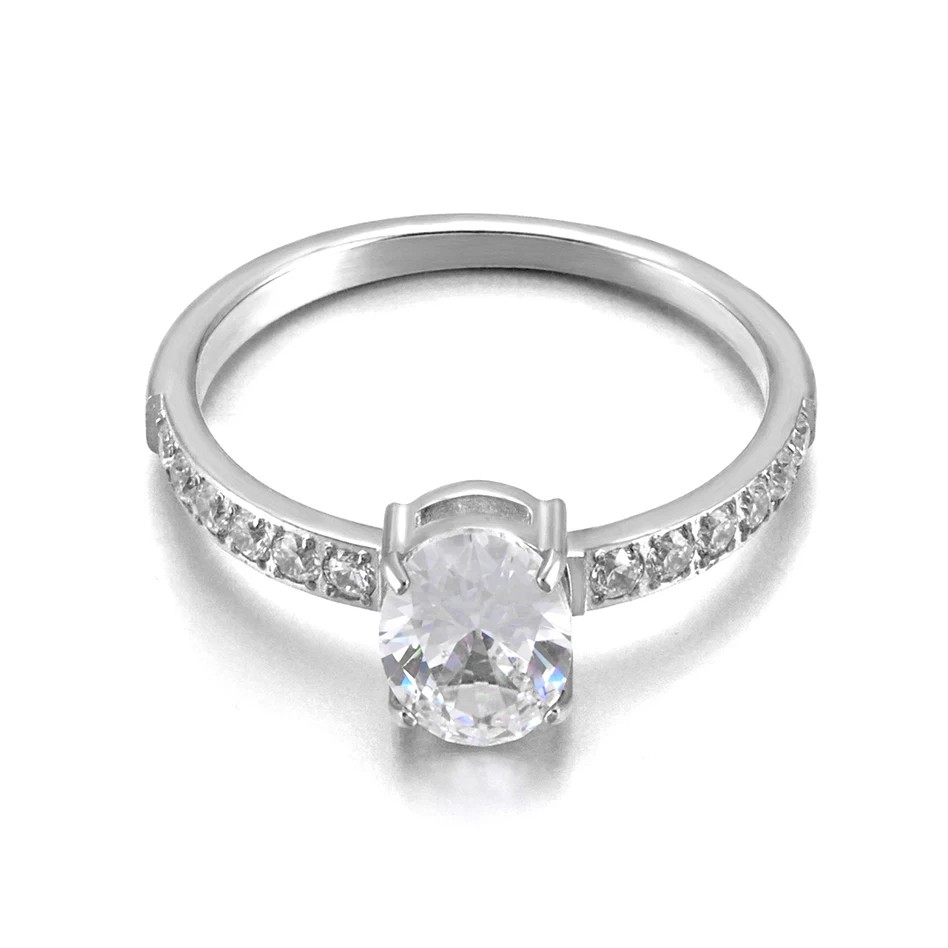 ANILLO DE COMPROMISO ROYAL SILVER ARO ELEGANTE ZIRCONIA BRILLANTE MUJER REGALO GENIEKA - 6