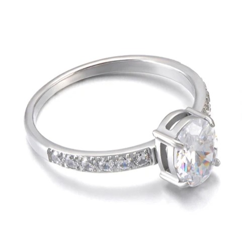 ANILLO DE COMPROMISO ROYAL SILVER ARO ELEGANTE ZIRCONIA BRILLANTE MUJER REGALO GENIEKA - 7