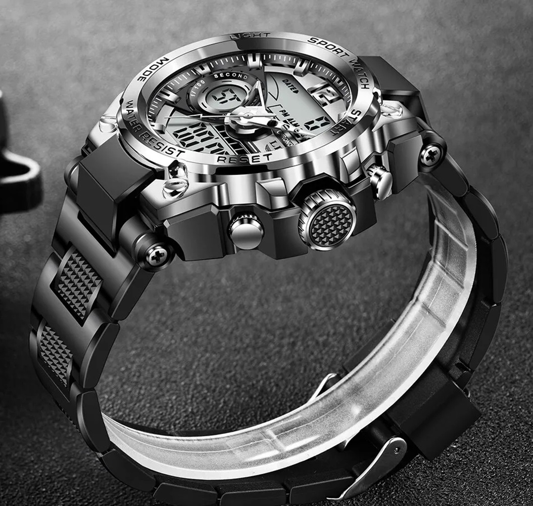 RELOJ LIGE HOMBRE CUARZO LED RESISTENTE AL AGUA ELEGANTE DEPORTE REGALO DIA DEL PADRE PAPÁ NAVIDAD GENIEKA - 10
