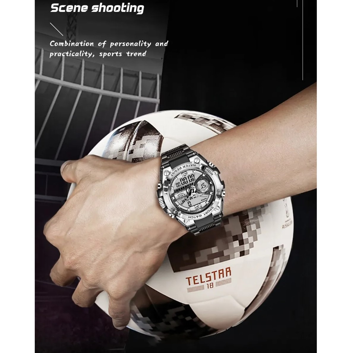 RELOJ LIGE HOMBRE CUARZO LED RESISTENTE AL AGUA ELEGANTE DEPORTE REGALO DIA DEL PADRE PAPÁ NAVIDAD GENIEKA - 5