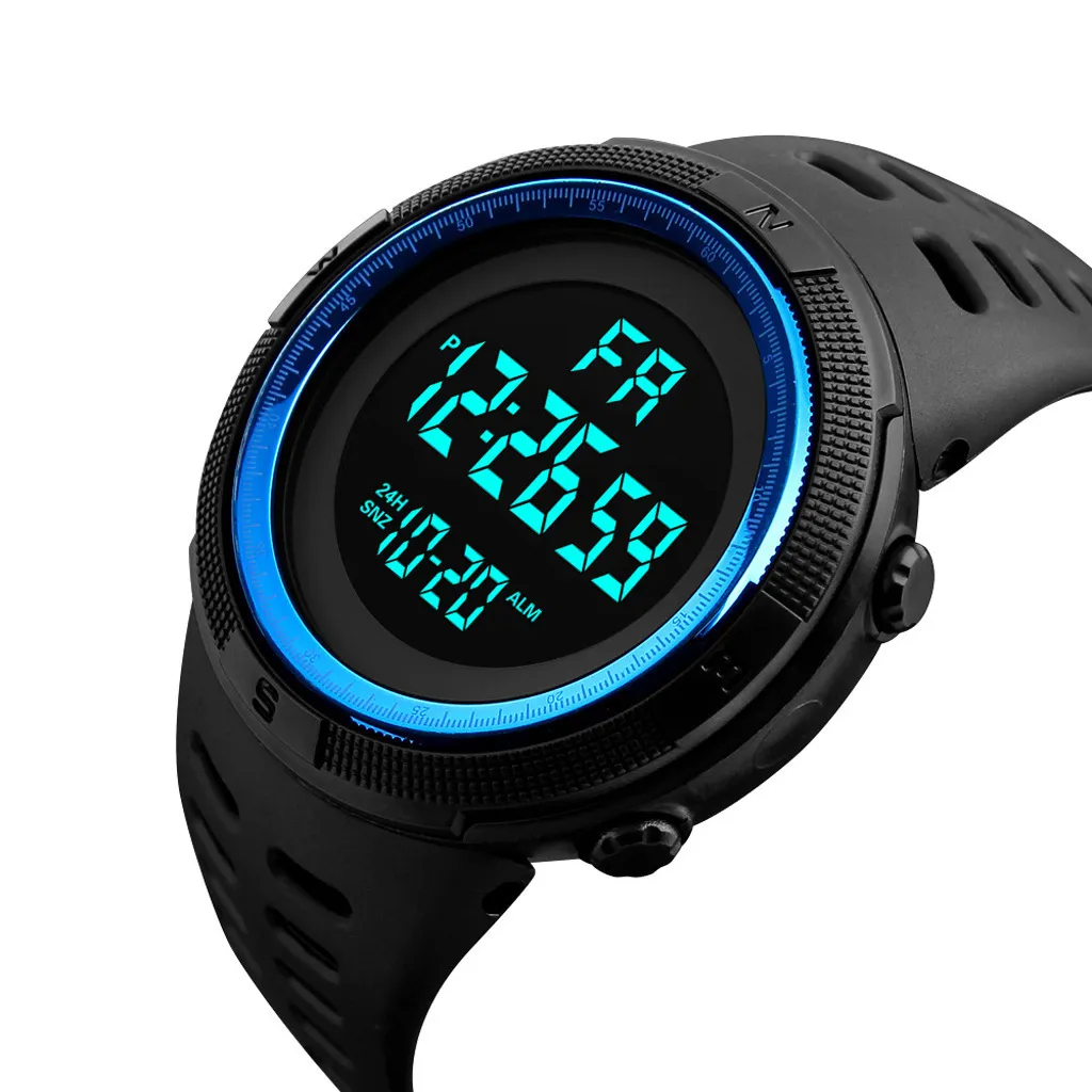 RELOJ DIGITAL HOMBRE DEPORTIVO LED NEGRO AZUL MODERNO REGALO DIA DEL PADRE PAPÁ NAVIDAD GENIEKA - 2