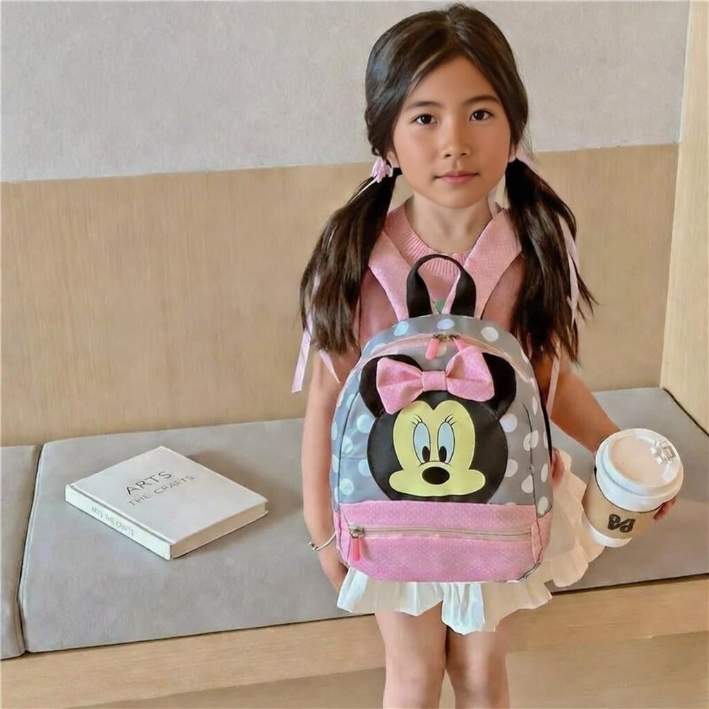 MOCHILA MINNIE MOUSE LAZO INFANTIL NIÑA MINI ESCOLAR ORGANIZADORES VERANO NAVIDAD GENIEKA - 1