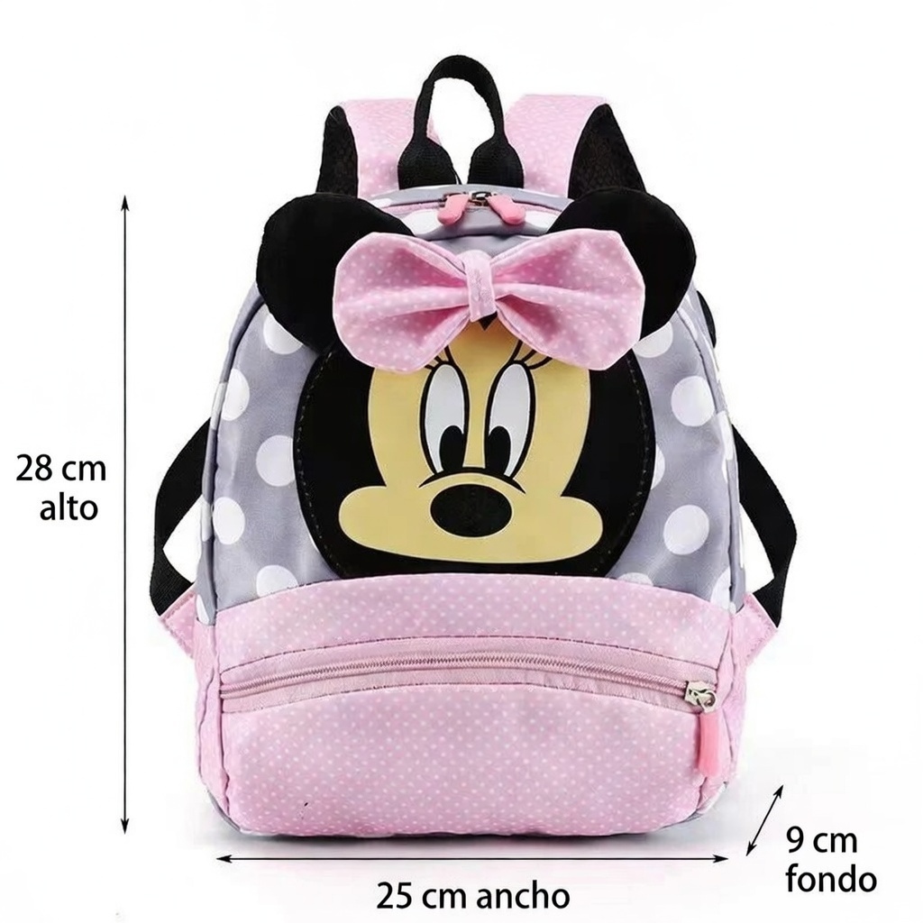 MOCHILA MINNIE MOUSE LAZO INFANTIL NIÑA MINI ESCOLAR ORGANIZADORES VERANO NAVIDAD GENIEKA - 8