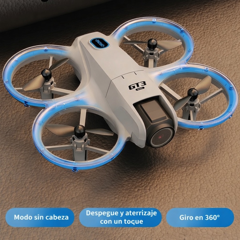 DRON GT3 DOBLE CÁMARA 4K + CONTROL REMOTO DUAL CAMERA 4K FOTO HD VIDEO LUCES LED NAVIDAD GENIEKA - 6