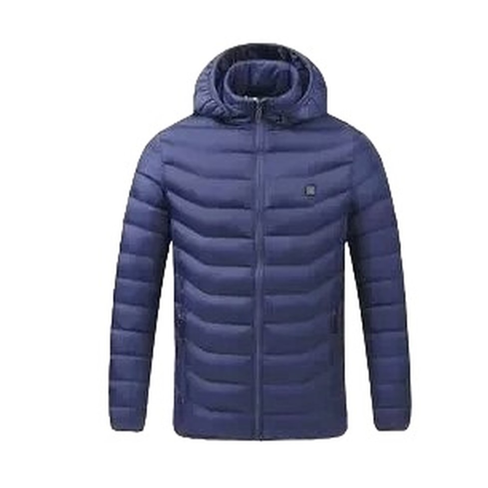 CASACA TÉRMICA CALENTADOR IMPERMEABLE HOMBRE AZUL CHAQUETA ABRIGO INTELIGENTE CALEFACTORA CAPUCHA INVIERNO GENIEKA - 2